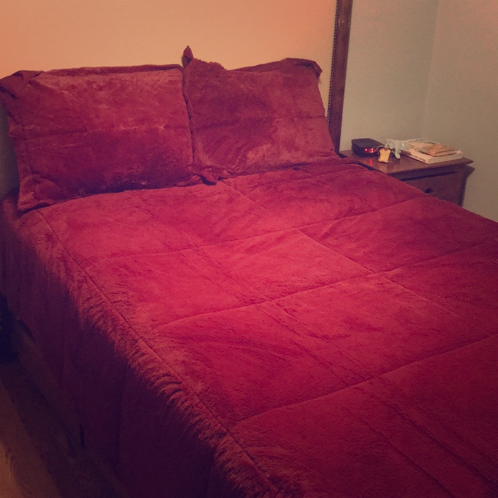 Full/ Queen Soft & Cozy Plush Comforter Set, Wine
